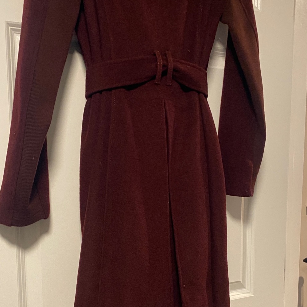 BCBGMaxAzria Burgundy Trench Coat with Belt - Picture 4 of 7